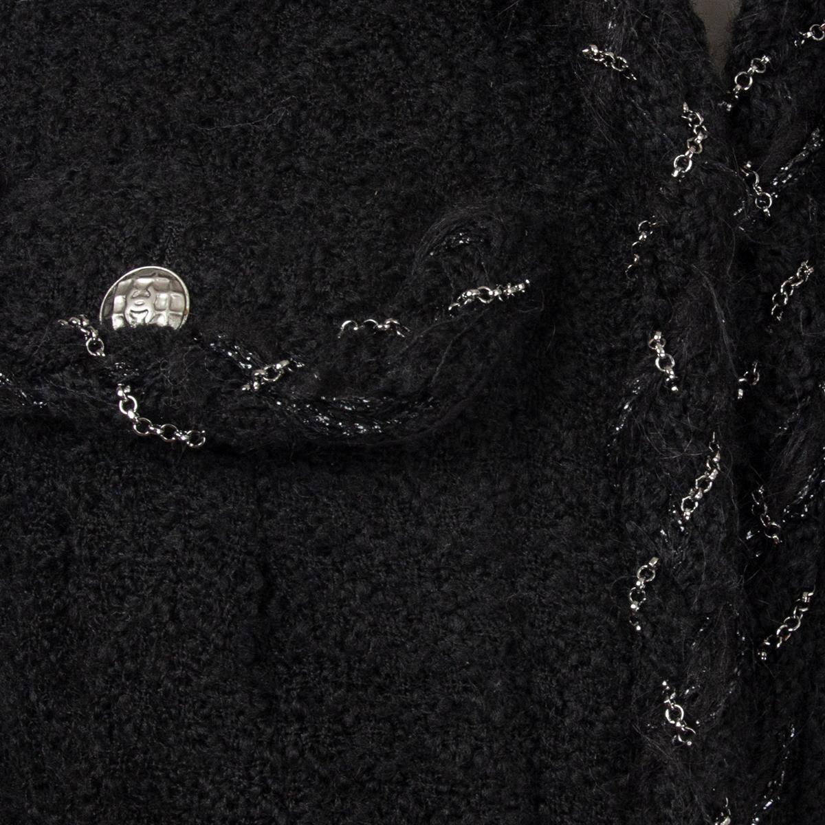 Black CHANEL black wool CHAIN BRAID TRIM Blazer Jacket 36 XS