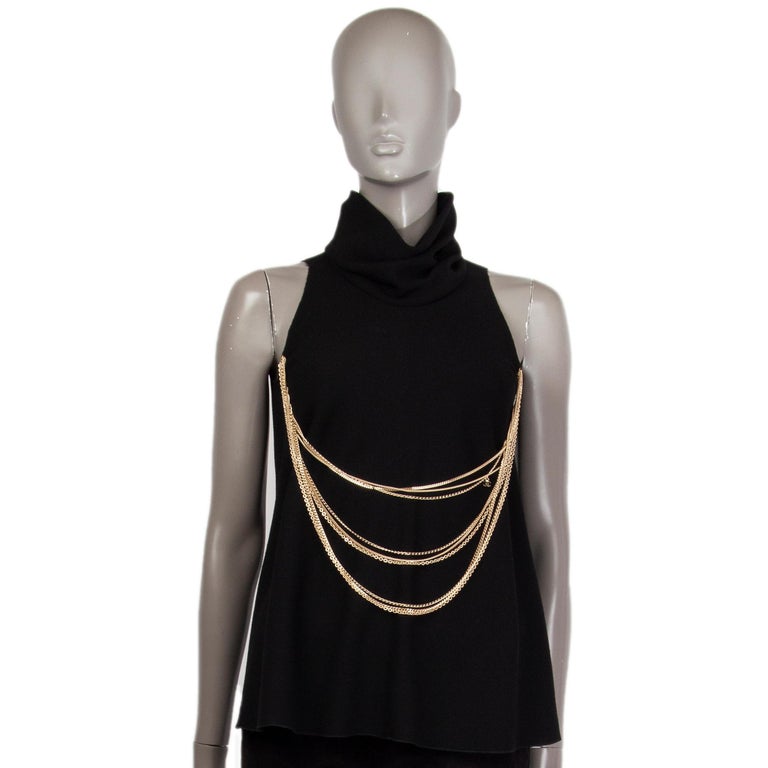 CHANEL black wool CHAIN SLEEVELESS TURTLENECK Shirt Top 38 S For Sale at  1stDibs