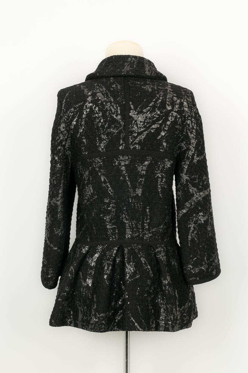Chanel Black Wool Coat Jacket In Excellent Condition For Sale In SAINT-OUEN-SUR-SEINE, FR