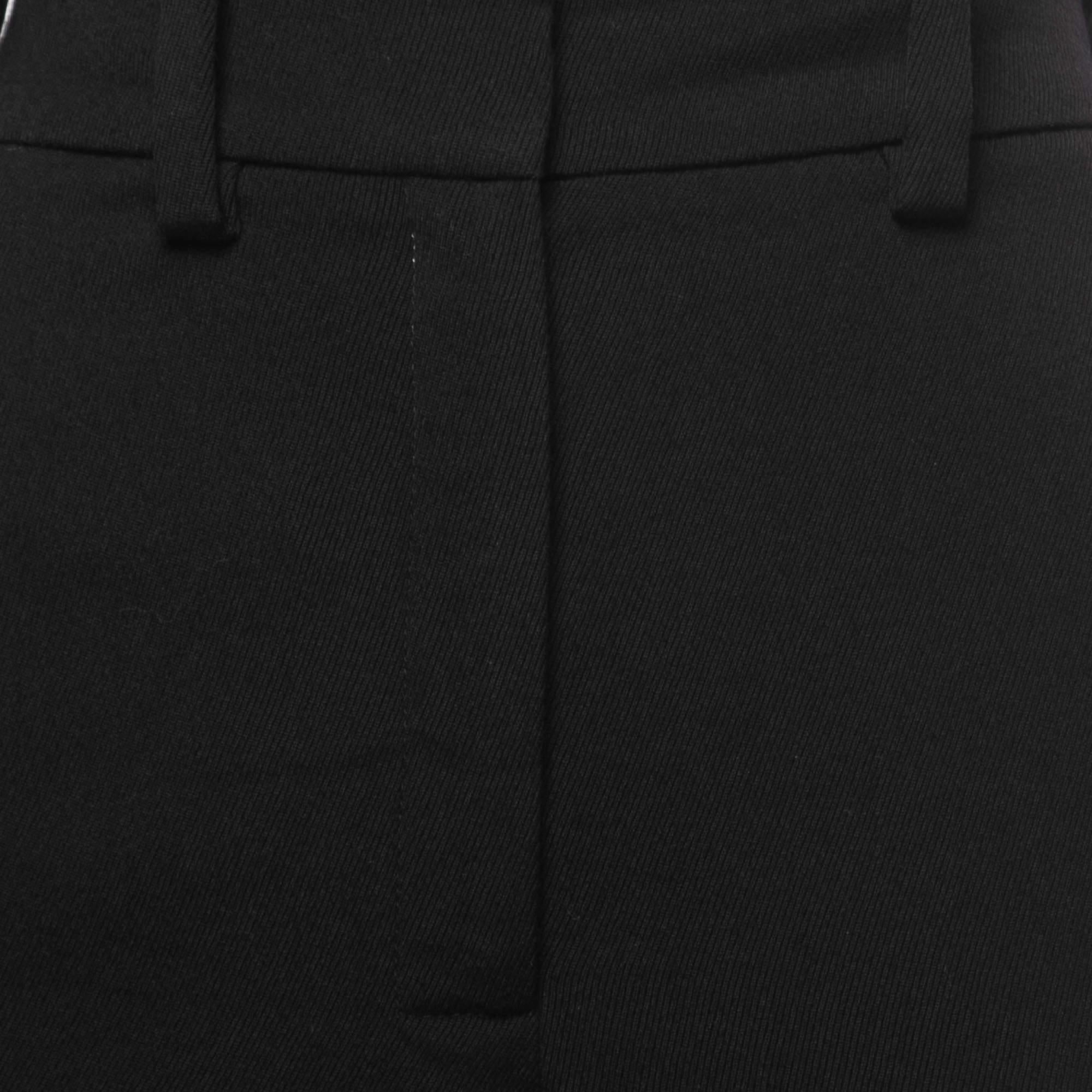 Chanel Black Wool Contrast Hem Trousers  For Sale 1
