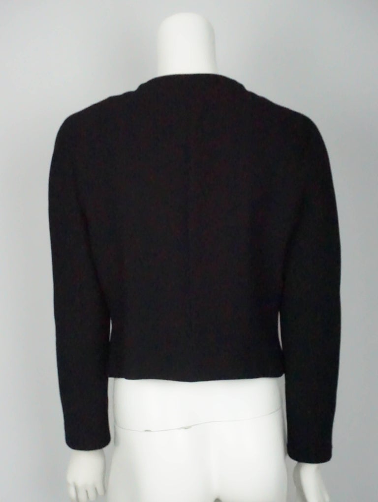 Chanel Black Wool Cropped Jacket with Asymmetrical Zipper For Sale at ...