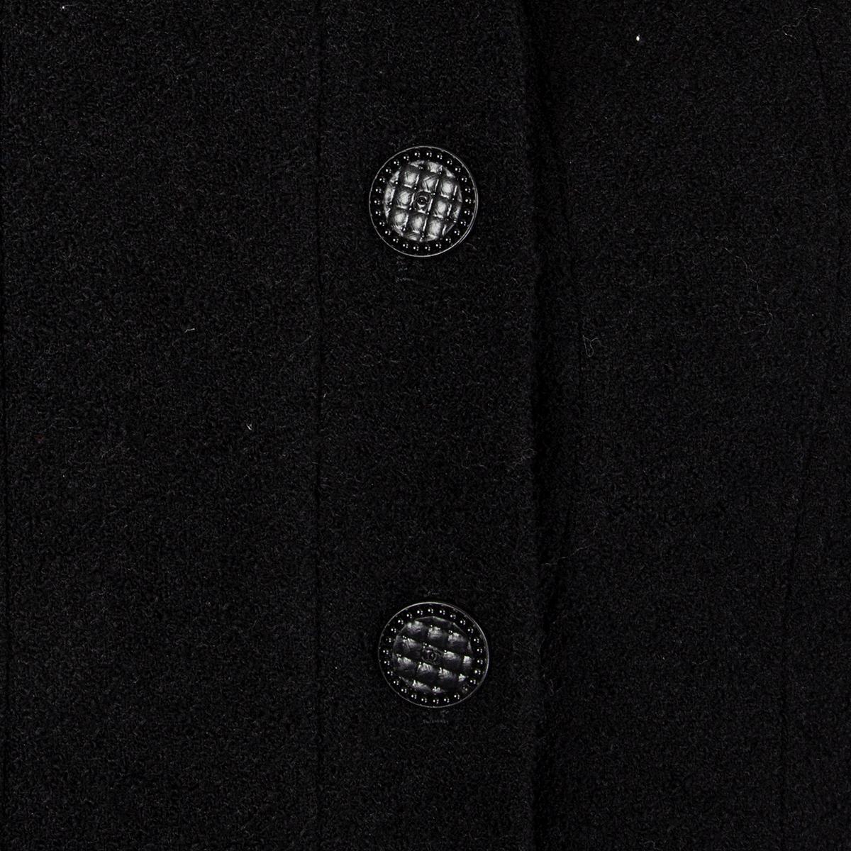 CHANEL black wool CUT-OUT SEAMS Tweed Blazer Jacket 36 XS 1