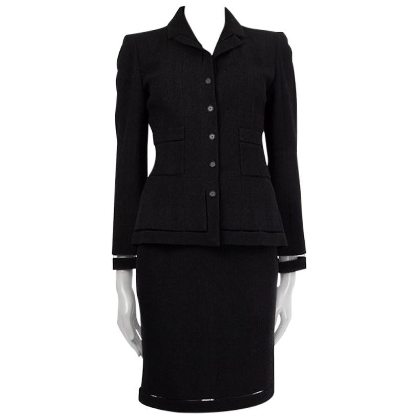 CHANEL black wool CUT-OUT SEAMS Tweed Blazer Jacket 36 XS