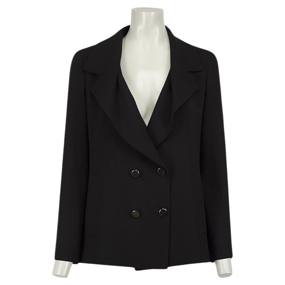 Chanel Black Wool Double Breasted Blazer Size S