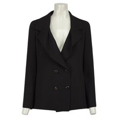 Used Chanel Black Wool Double Breasted Blazer Size S