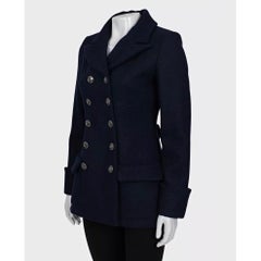 Chanel Black Wool Double-Breasted Coat Size FR34 / XS
