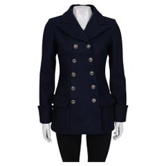 Chanel Black Wool Double-Breasted Coat Size FR34 / XS