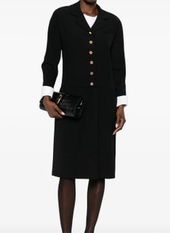 Chanel Black Wool Evening Dress