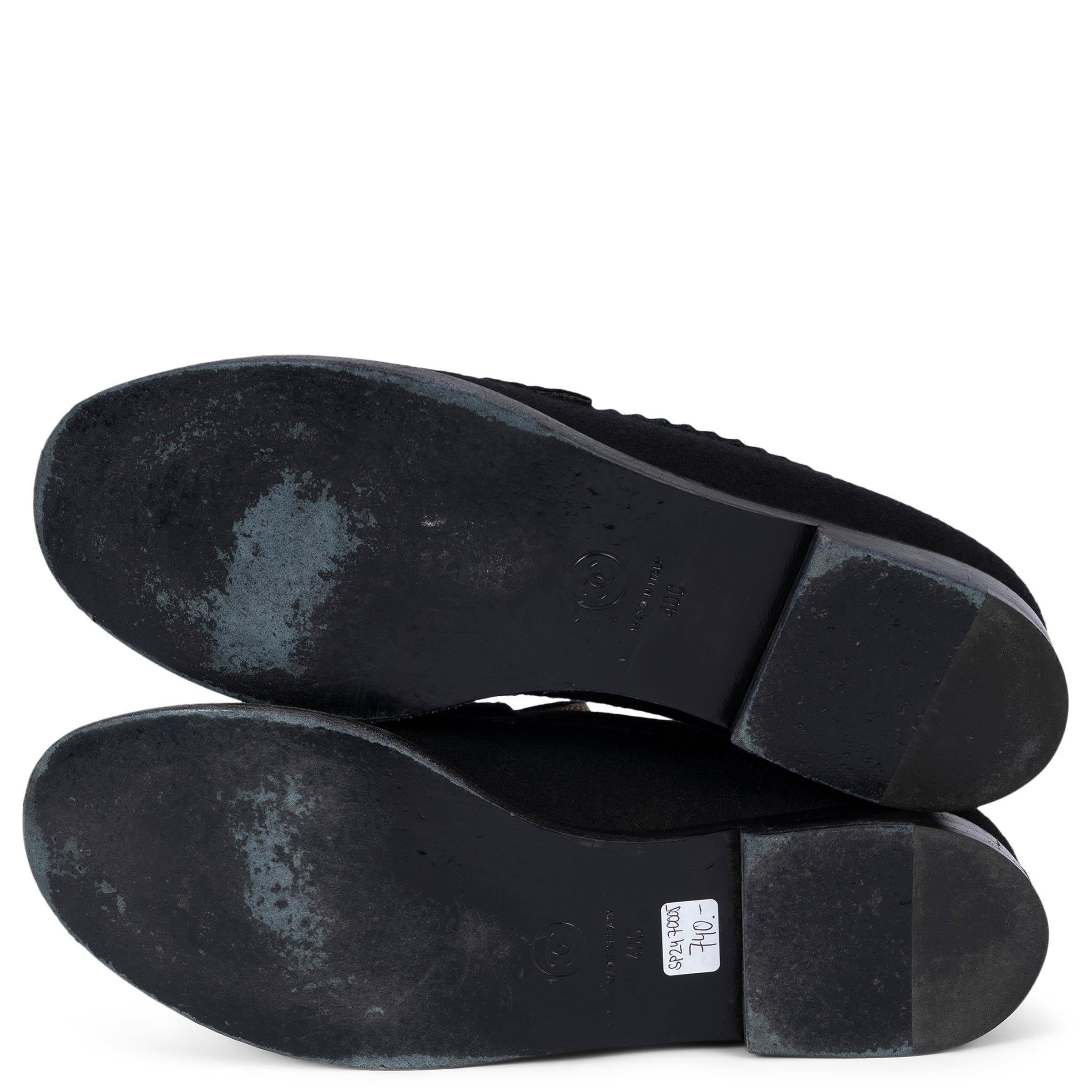 CHANEL black wool felt 2015 15A SALZBURG EDELWEISS Loafers Shoes 40 fit 39.5 4