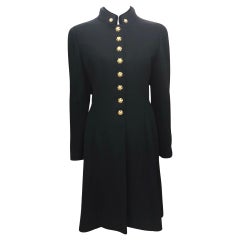 Chanel black wool gold jewelled gripoix buttons long jacket