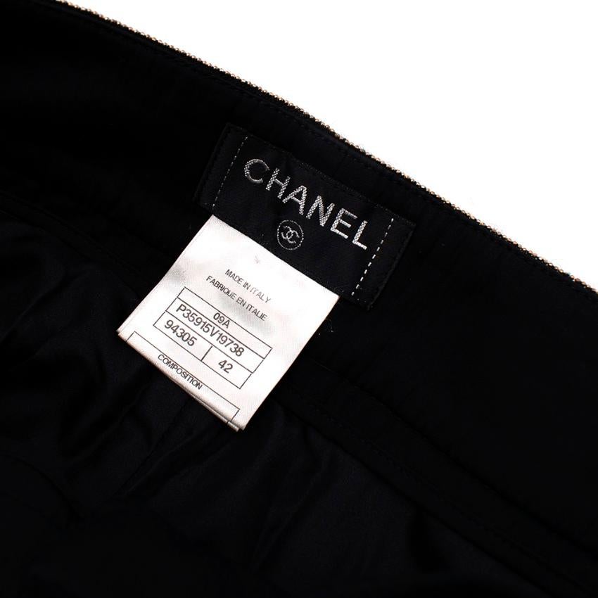 Chanel Black Wool Golden Detailed Belted Trousers - Size EU 10  For Sale 1