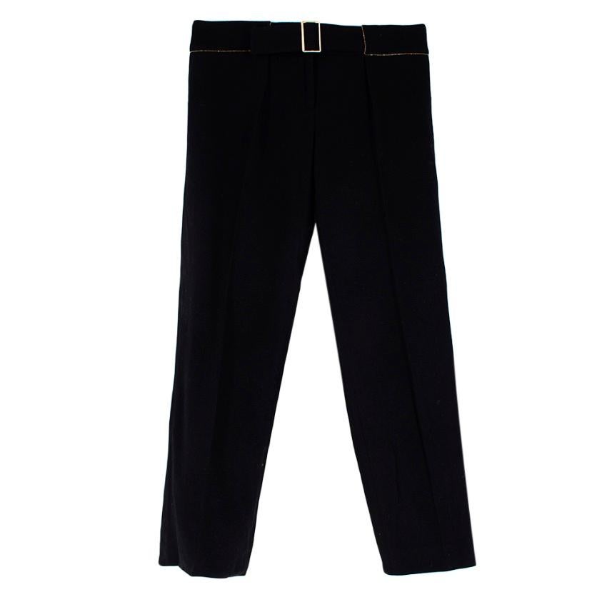 Chanel Black Wool Golden Detailed Belted Trousers - Size EU 10  For Sale 4