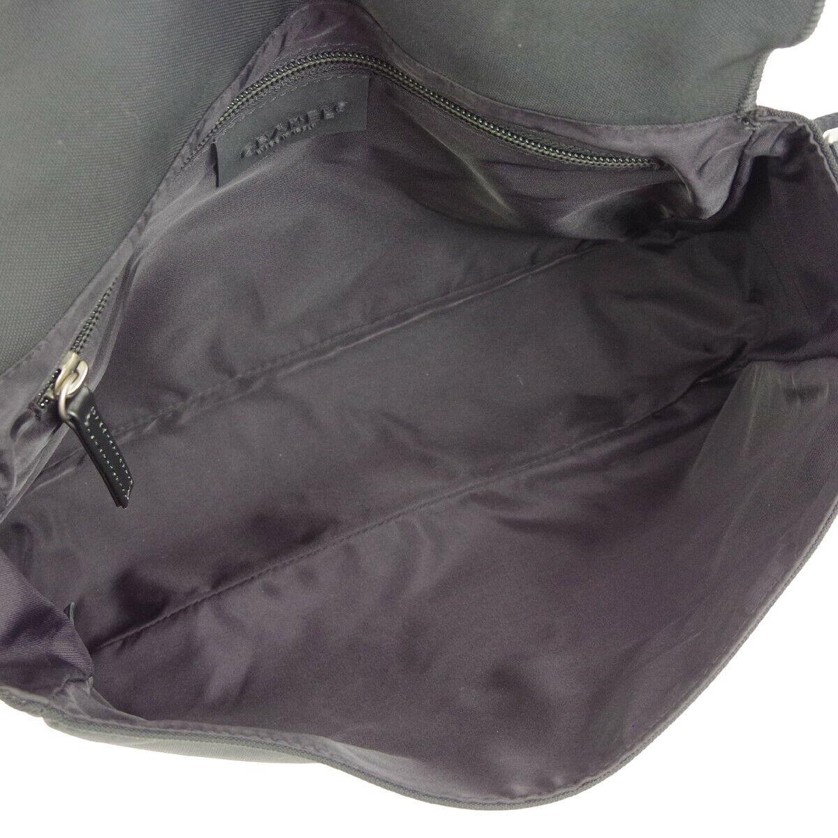 Women's or Men's Chanel Black Wool Gray Leather Travel Carryall Canvas Messenger LapTop Bag