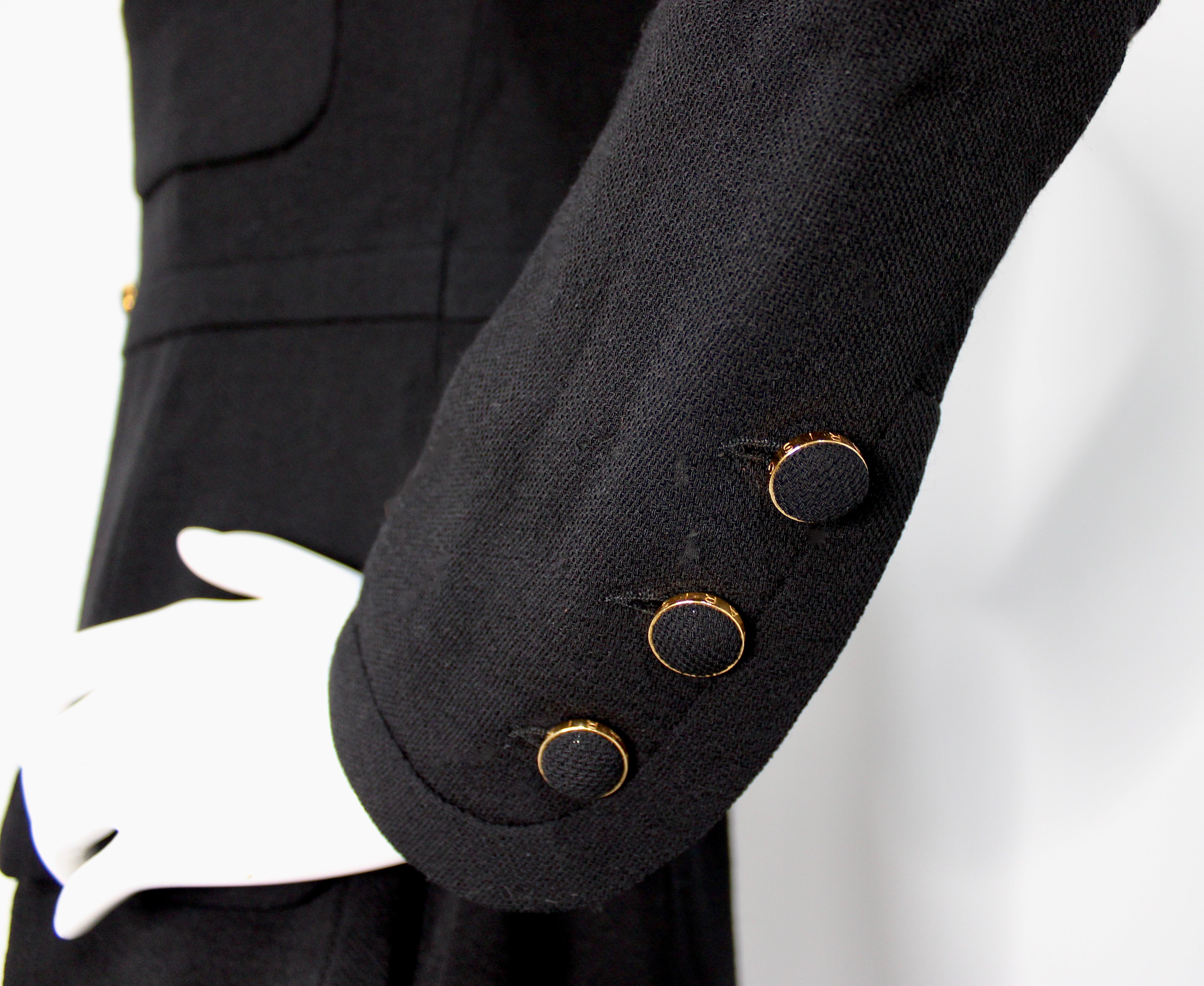 Chanel Black Wool High-Collar Button Dress circa 1990s im Angebot 1