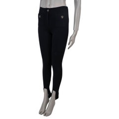 CHANEL black wool jersey 20A STIRRUP SKINNY Pants 36 XS