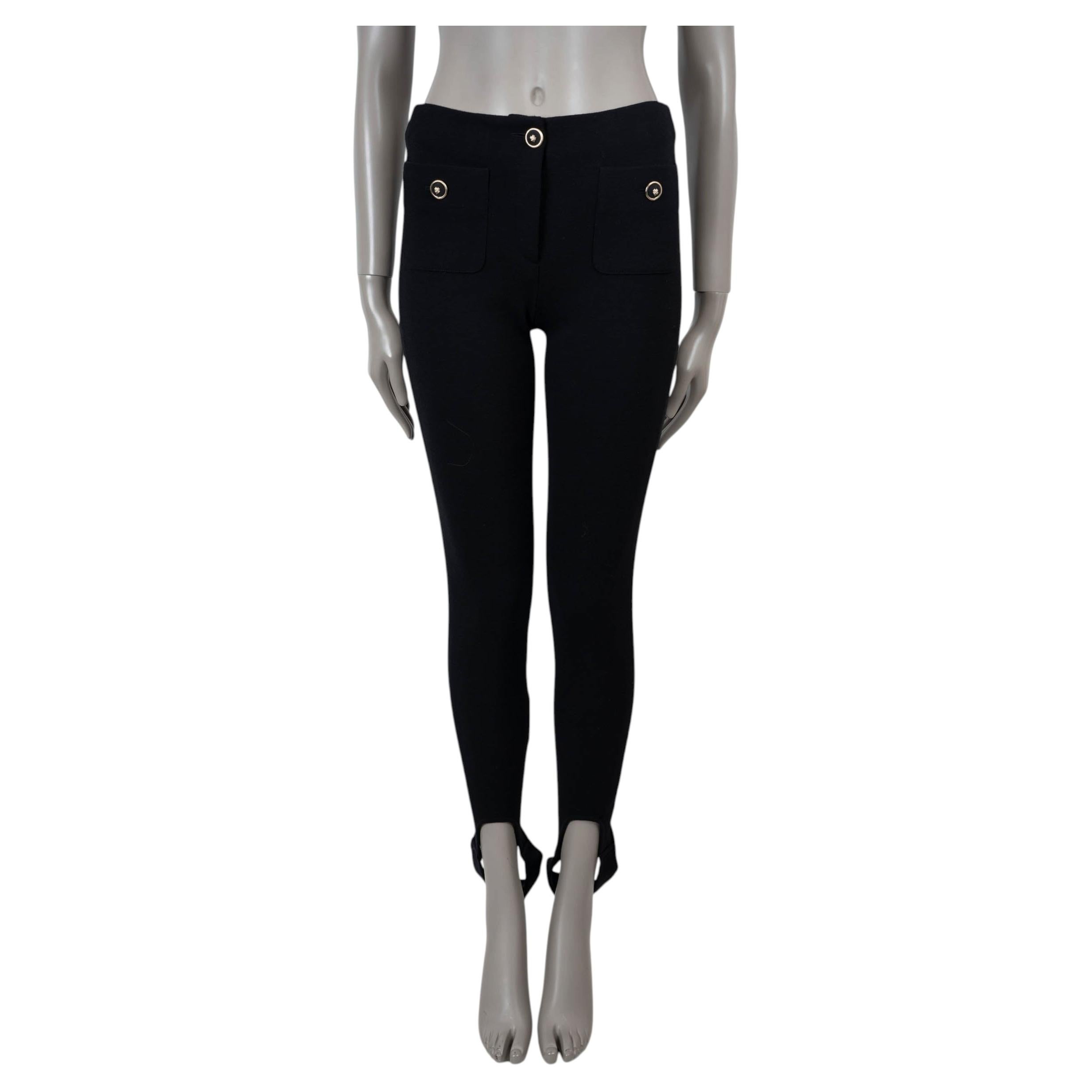 CHANEL jersey de laine noir 20A Pantalon STIRRUP SKINNY 36 XS