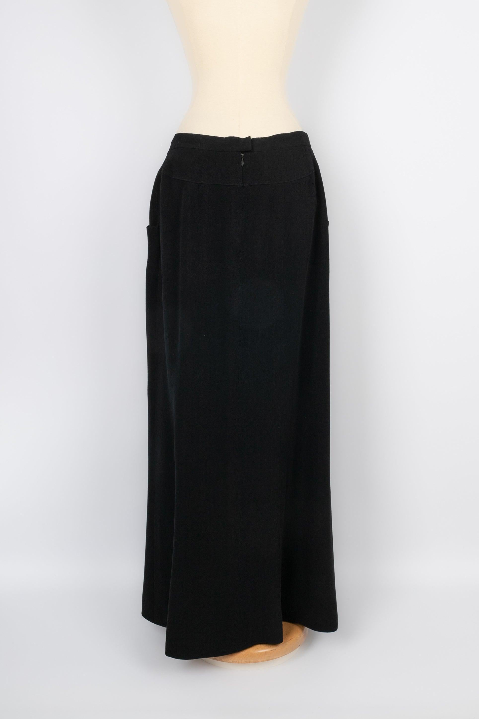 Chanel Black Wool Long Skirt, 1996 In Excellent Condition For Sale In SAINT-OUEN-SUR-SEINE, FR
