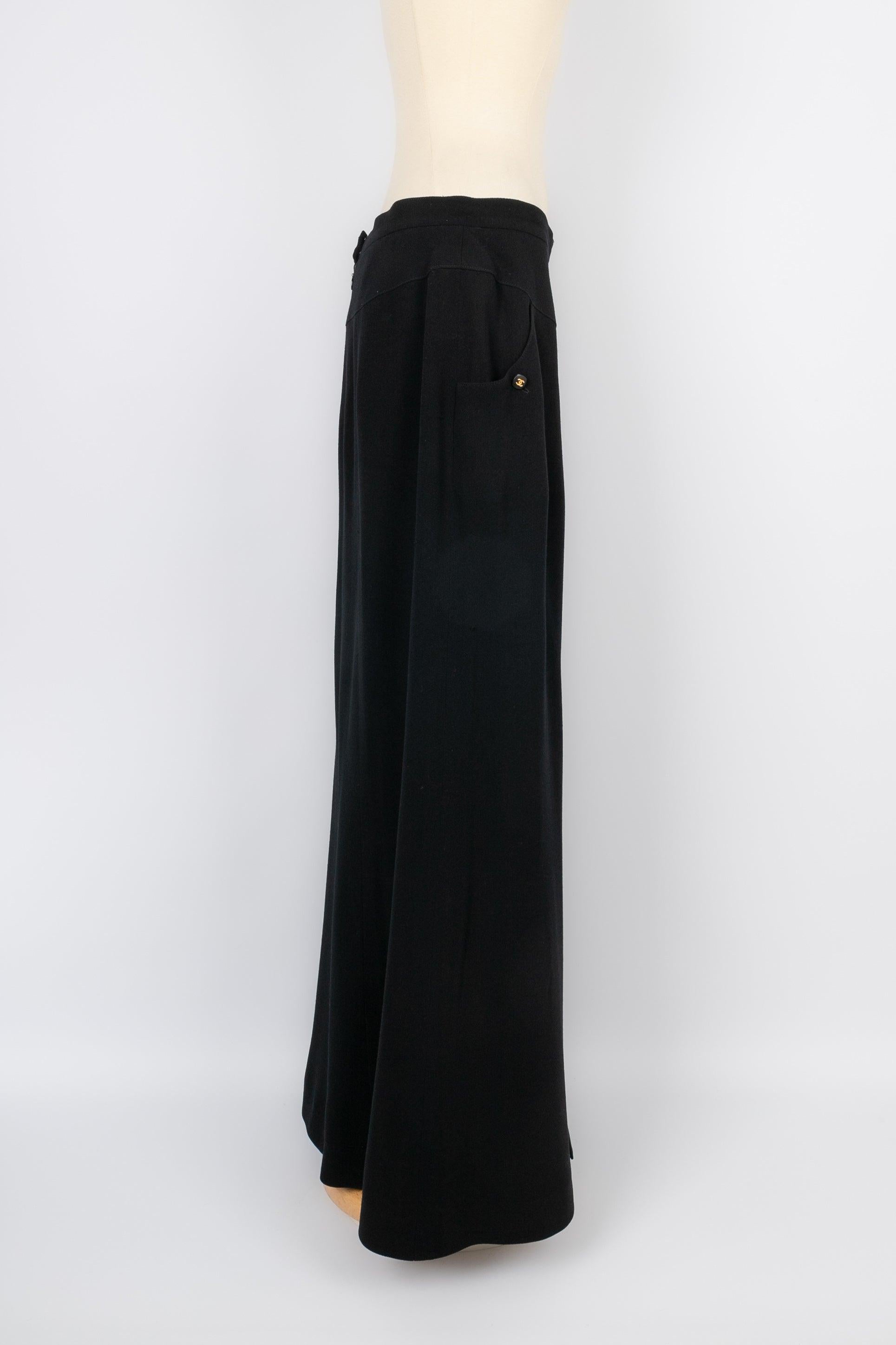 Women's Chanel Black Wool Long Skirt, 1996 For Sale
