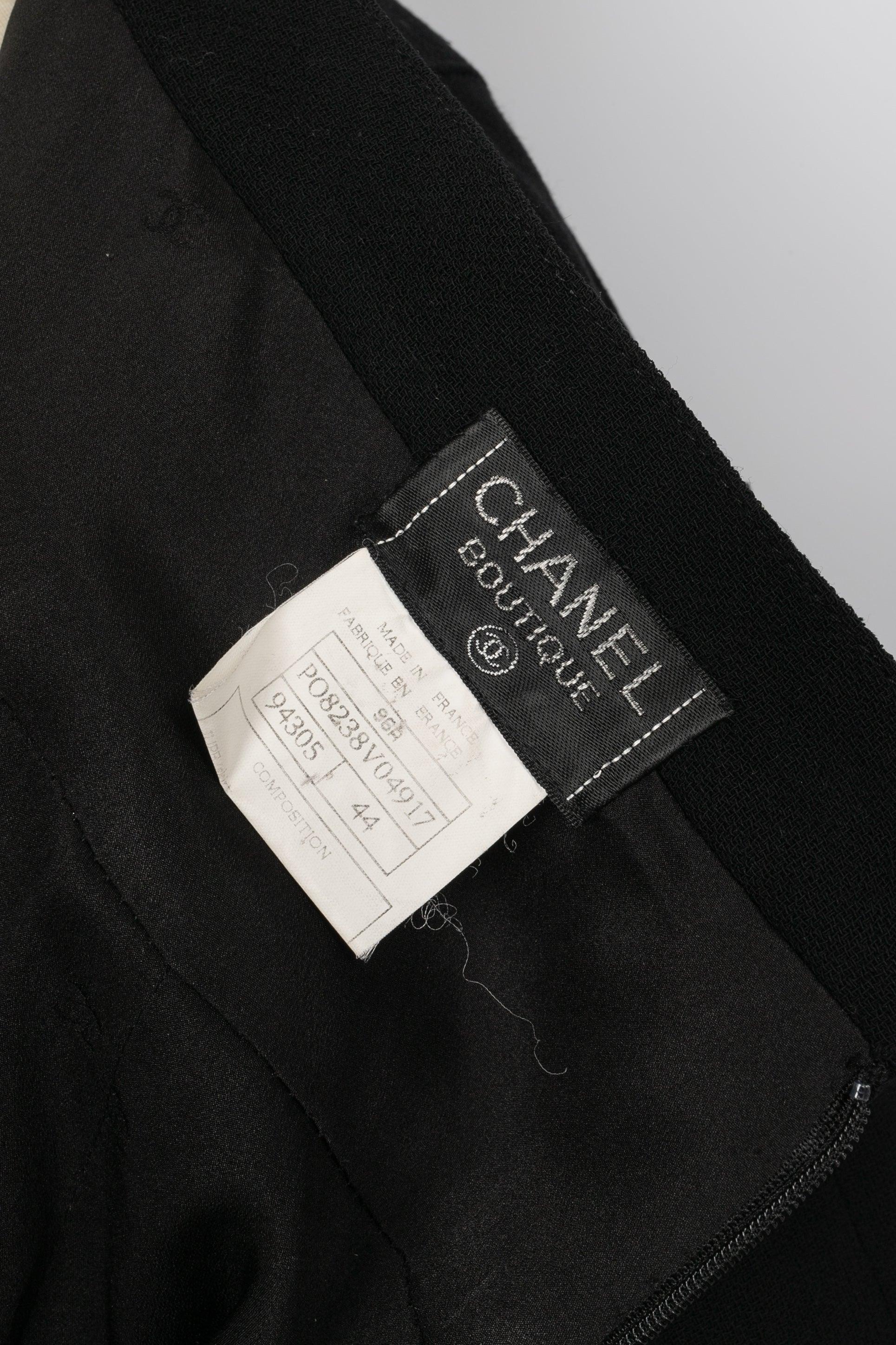 Chanel Langer Rock aus schwarzer Wolle, 1996 im Angebot 3