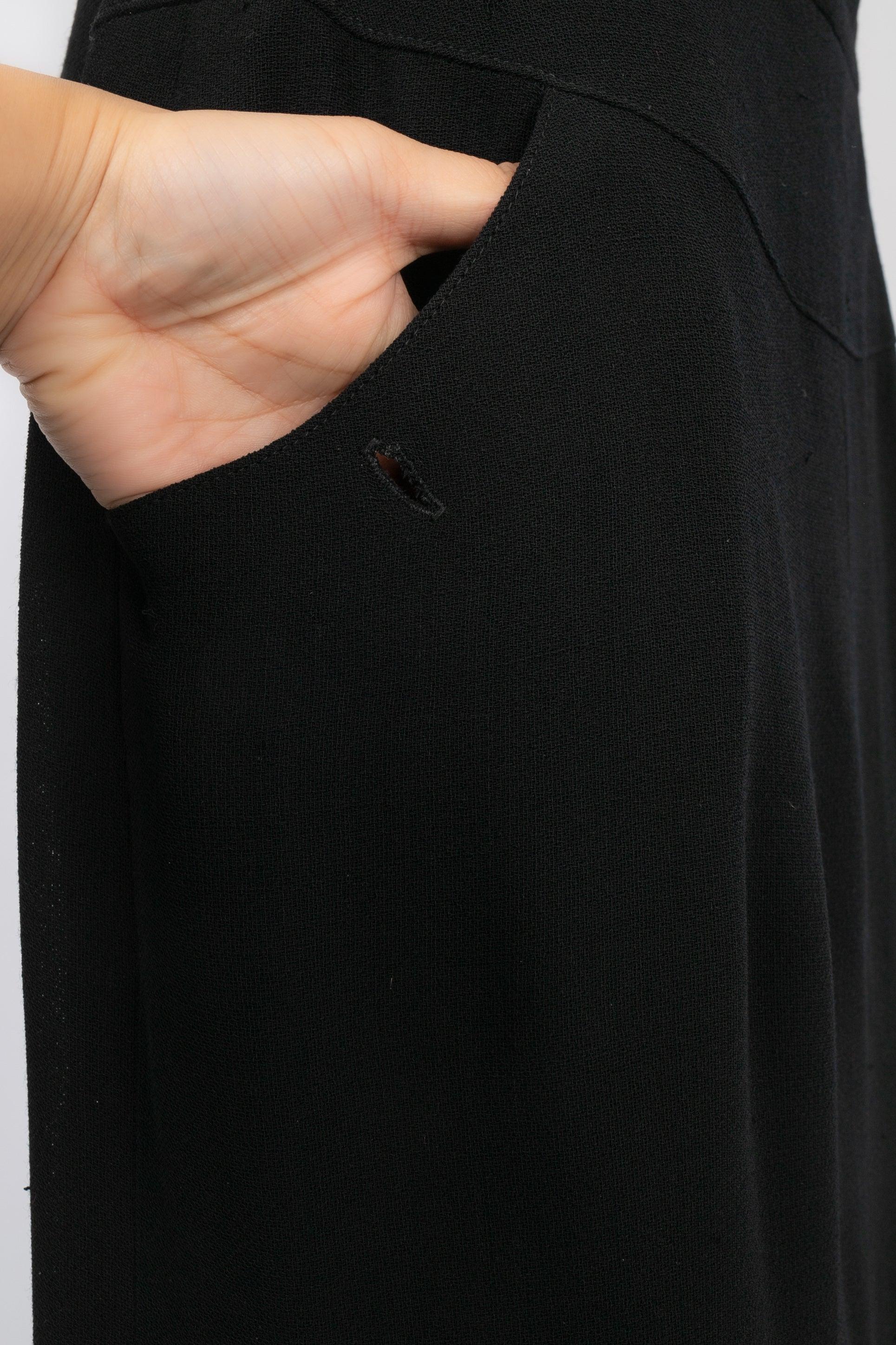 Chanel Black Wool Long Skirt, 1996 For Sale 4