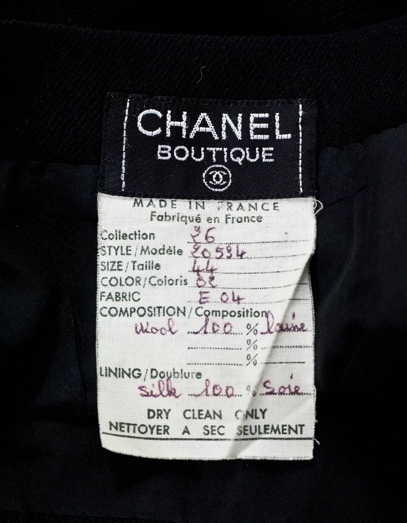 Chanel Black Wool Pleated Skirt Sz FR42 1
