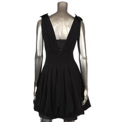 CHANEL black wool PLEATED Sleeveless Cocktail Dress 36