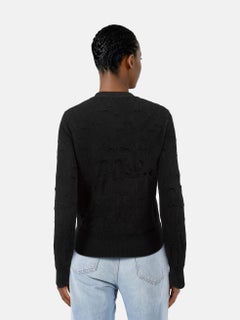 Chanel Black Wool Ruffle Trim Cardigan Size L