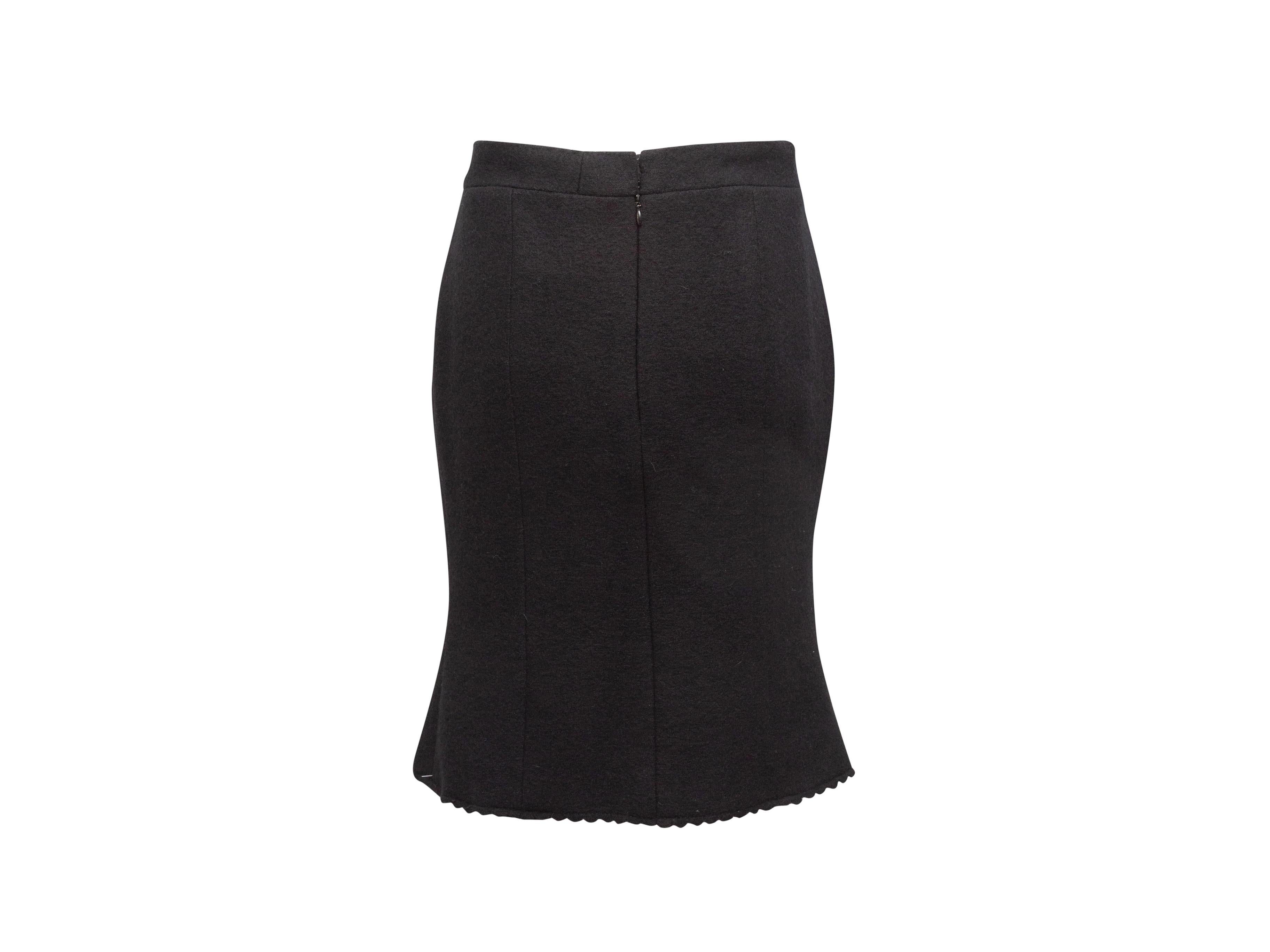 Chanel Black Wool Scalloped Skirt 1