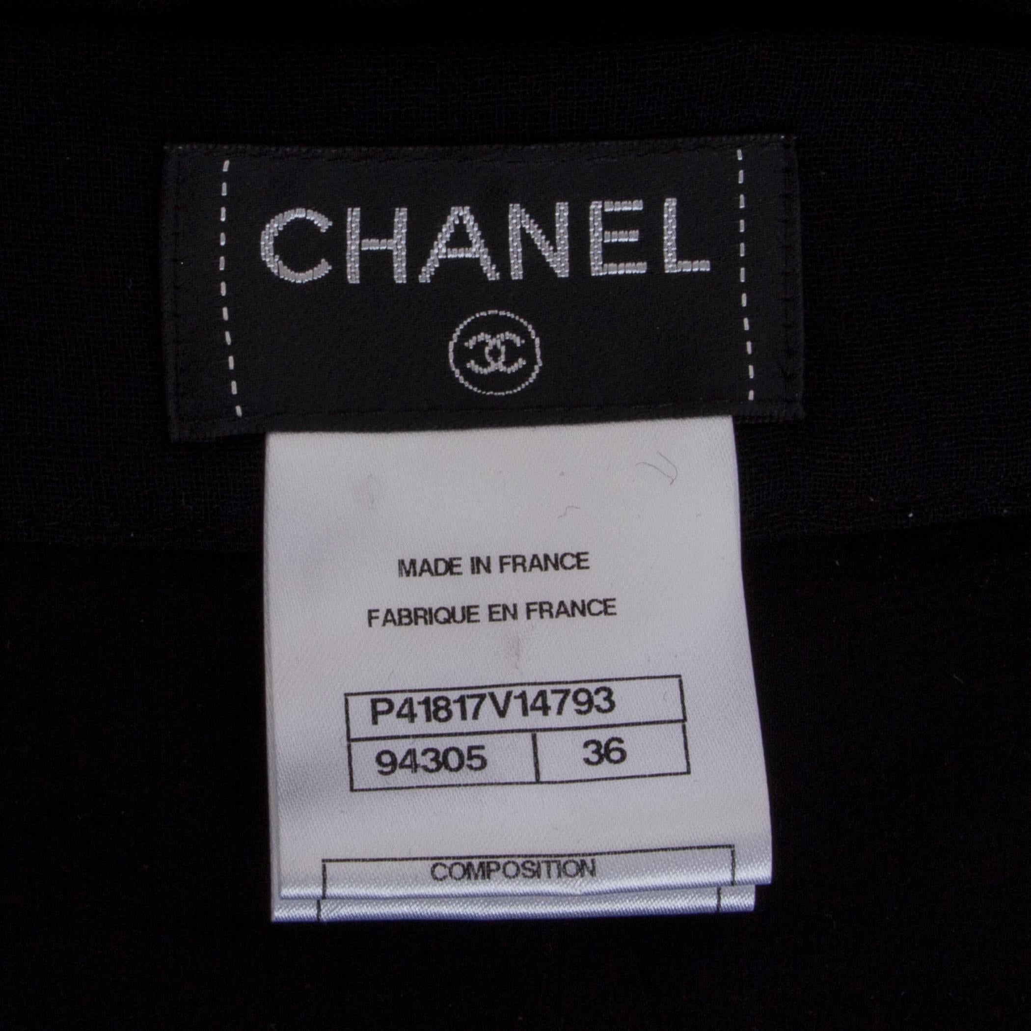 Black CHANEL black wool SHEER HIGH WAISTED WIDE LEG Pants 36 XS