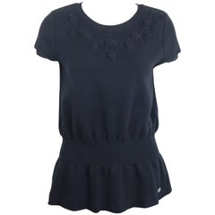 Chanel black wool short sleeves top