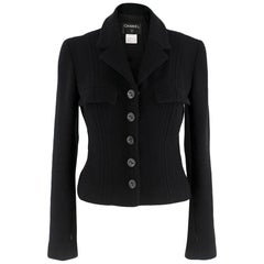 Chanel black wool & silk blend tweed short jacket SIZE XS