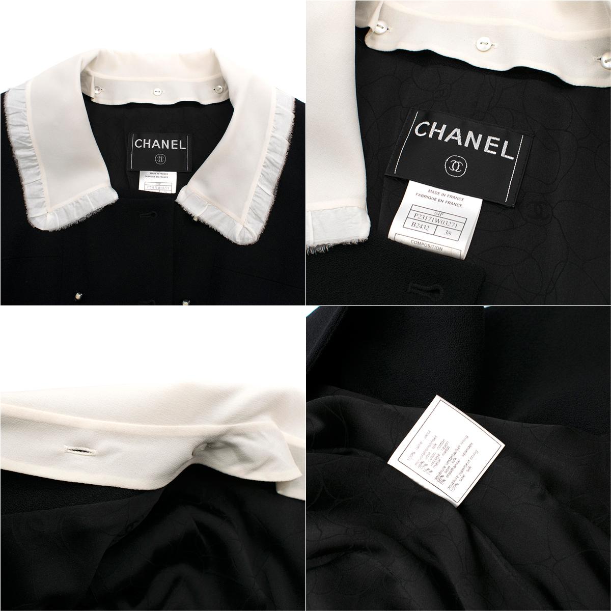 Chanel Black Wool & Silk Skirt and Jacket W/ Detachable Bib & Cuffs FR 38 7