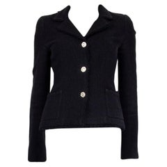 CHANEL black wool & silk THREE BUTTON Blazer Jacket 36 XS