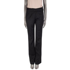 CHANEL Pantalon à  pattes évasées en laine noire 40 M