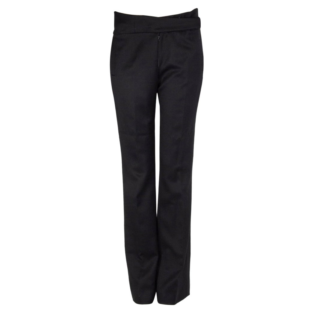 CHANEL Pantalon à  pattes évasées en laine noire 40 M