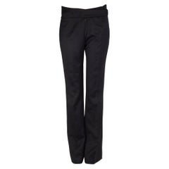 CHANEL Pantalon à  pattes évasées en laine noire 40 M