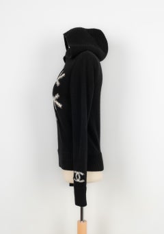 Chanel Black Wool Sweater with Snowflake Decorations