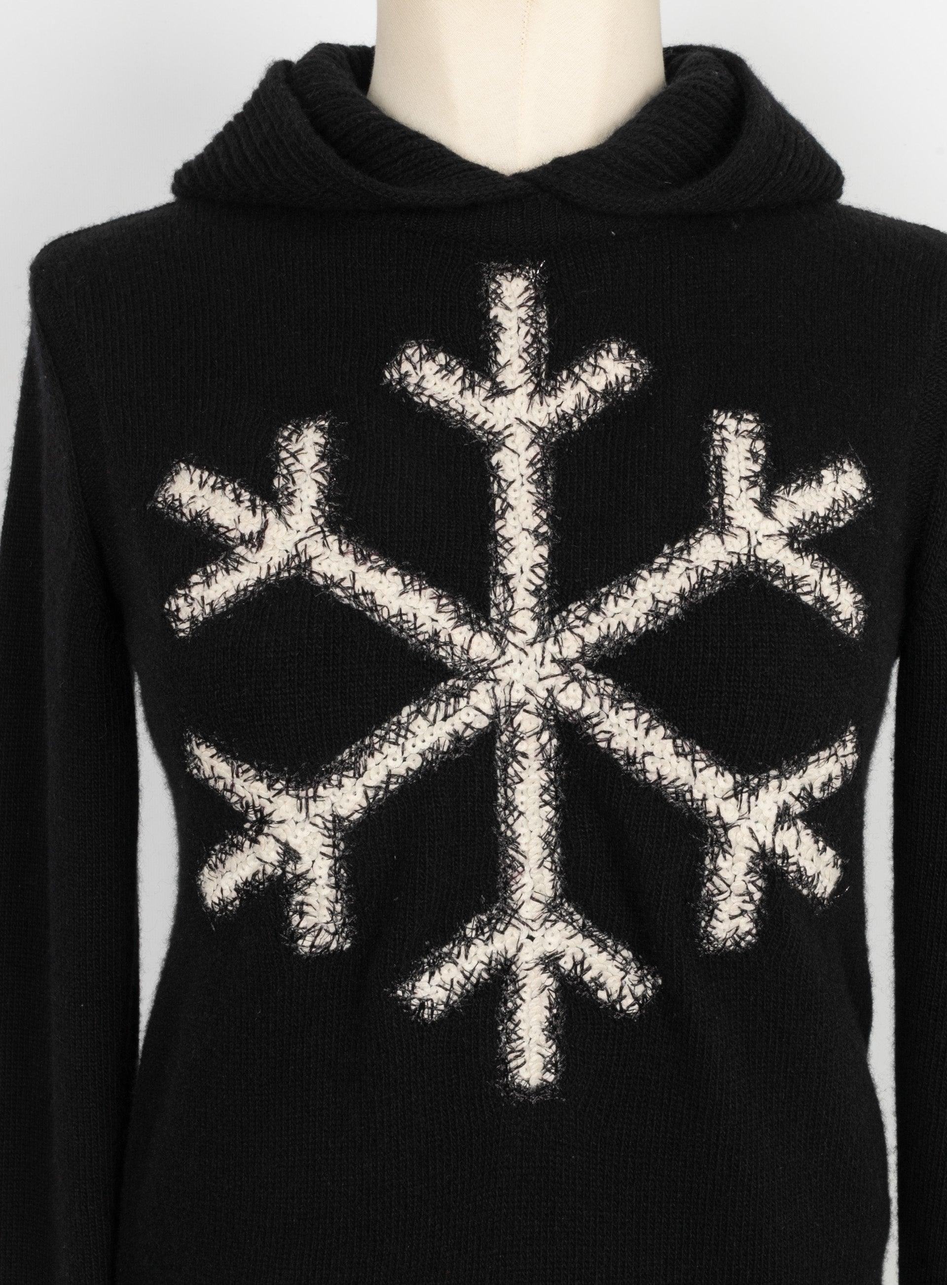 Chanel Black Wool Sweater with Snowflake Decorations 1