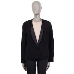 CHANEL black wool TUXEDO Blazer Jacket 46 XL