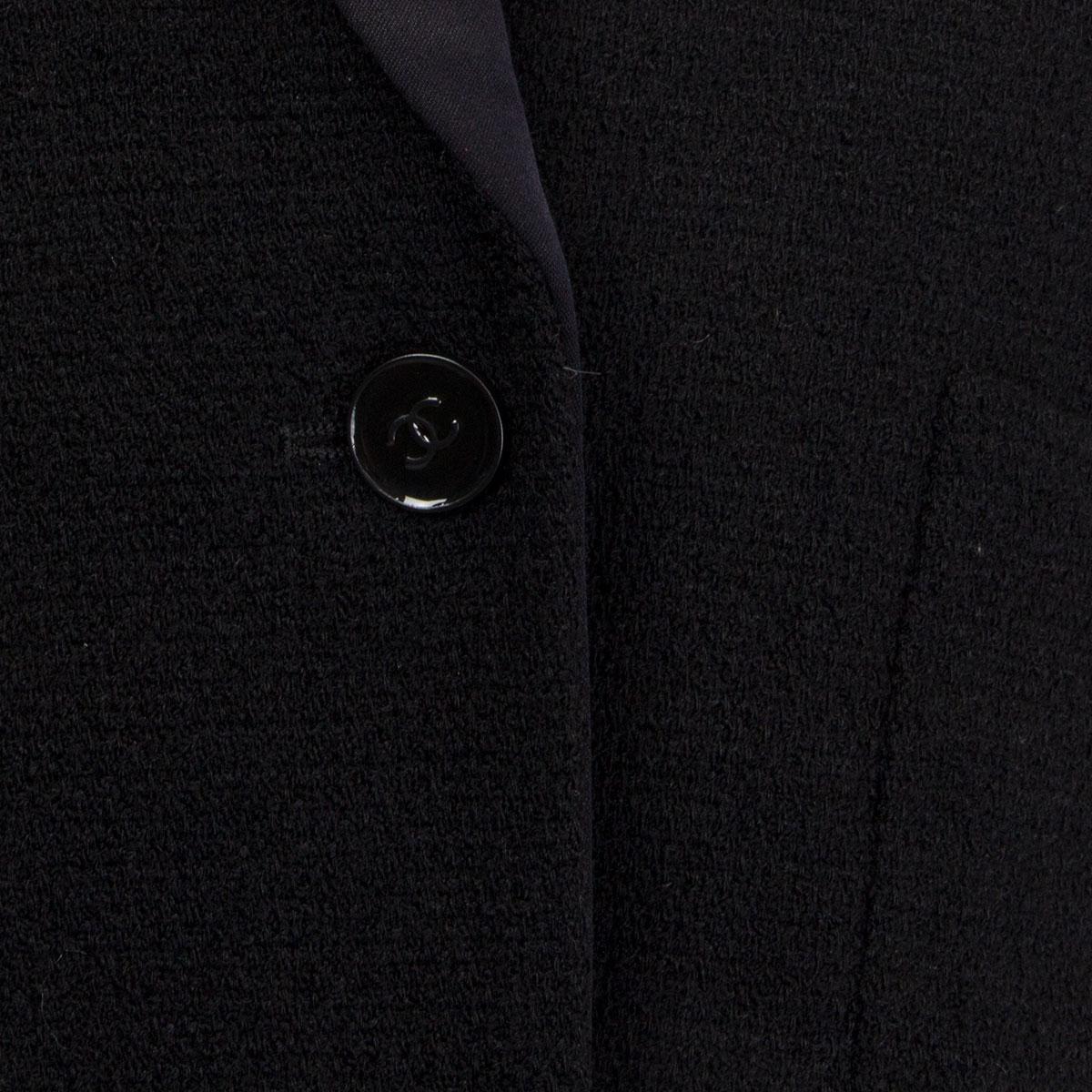 Black CHANEL black wool TUXEDO Blazer Jacket 46 XL For Sale