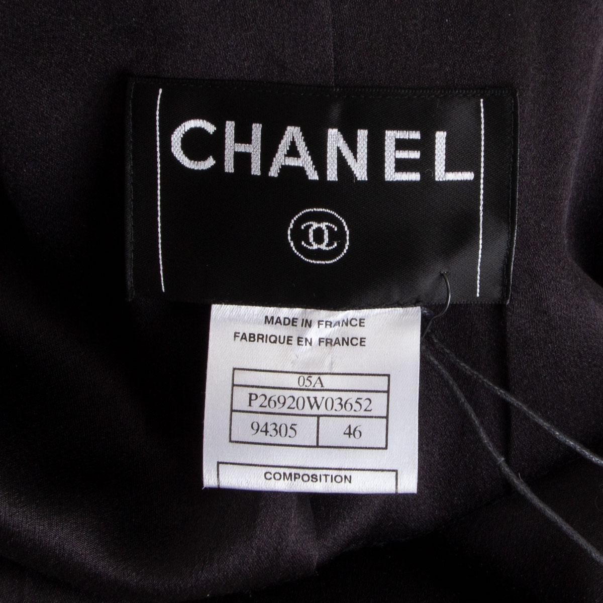 Women's CHANEL black wool TUXEDO Blazer Jacket 46 XL For Sale