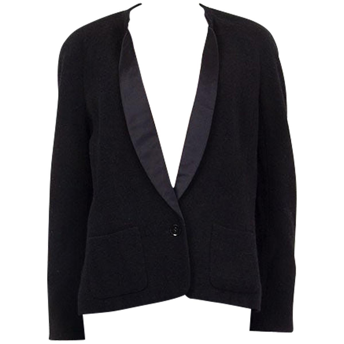 CHANEL black wool TUXEDO Blazer Jacket 46 XL For Sale