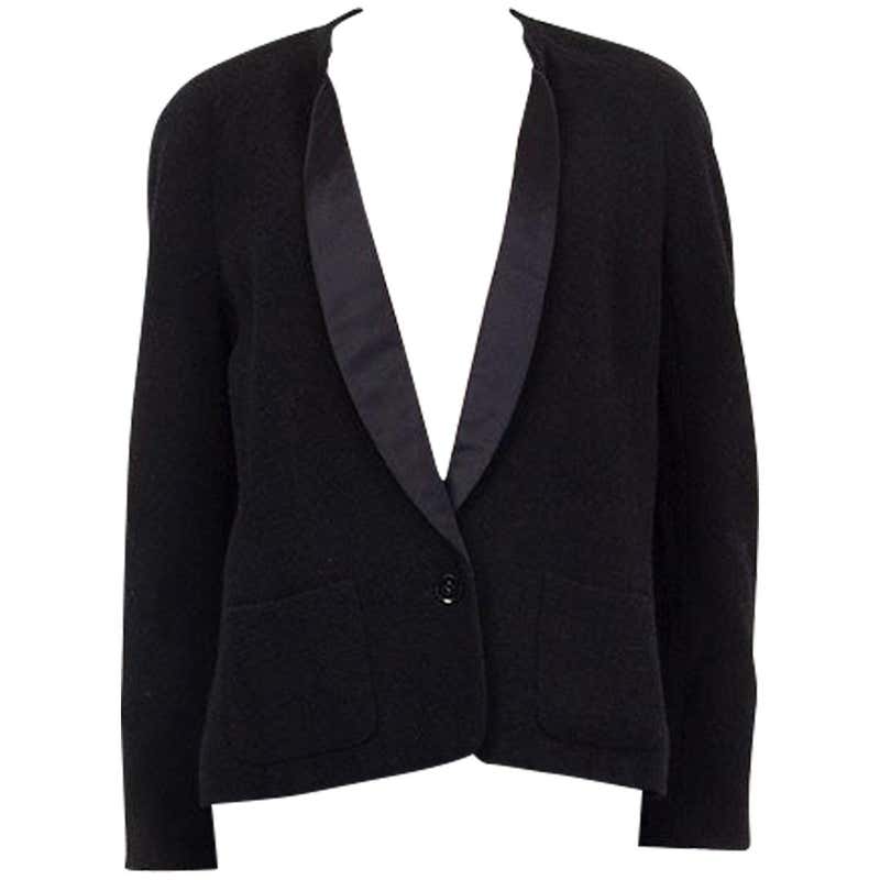 CHANEL black wool TUXEDO Blazer Jacket 46 XL For Sale at 1stDibs