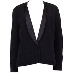 Used CHANEL black wool TUXEDO Blazer Jacket 46 XL