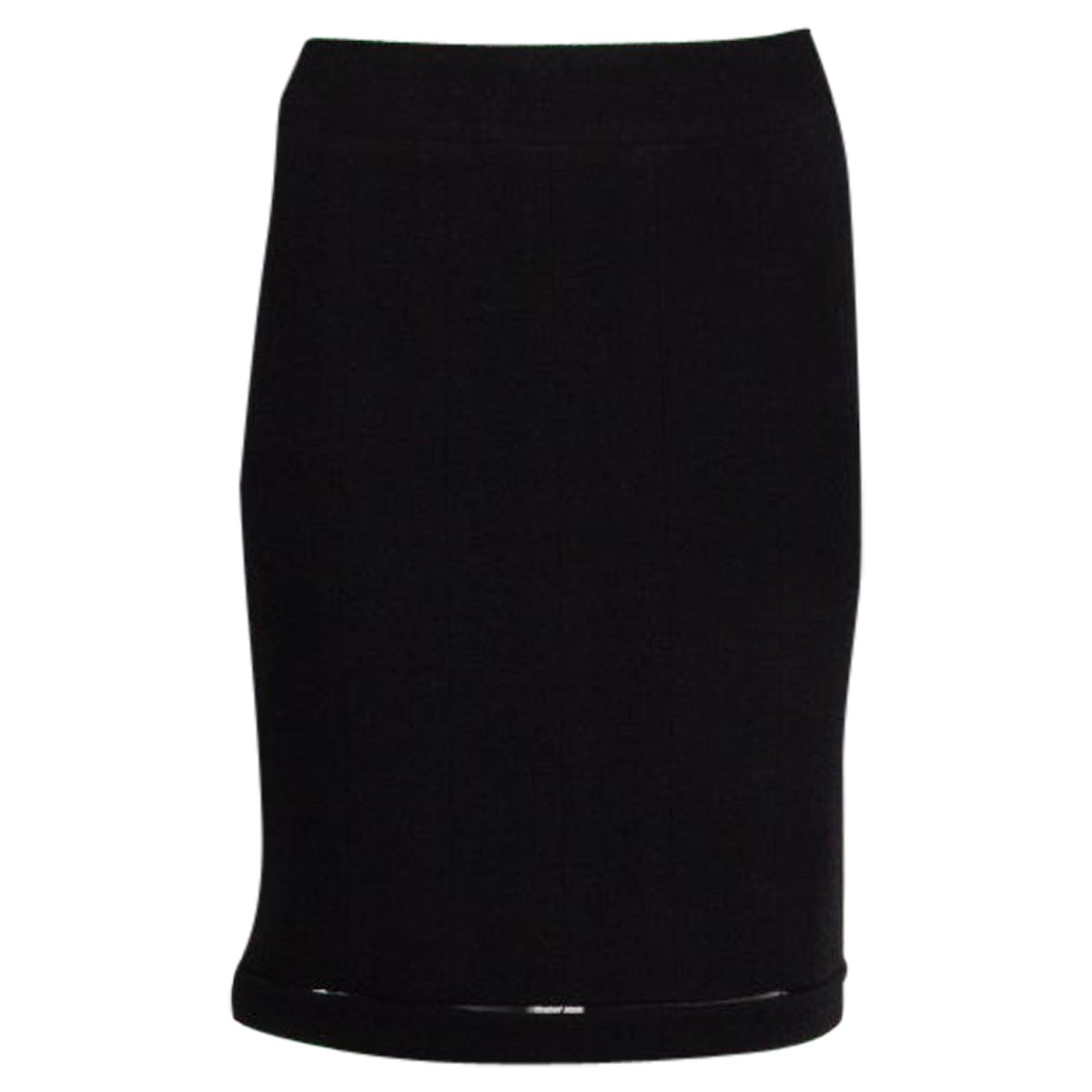 CHANEL Gonna in lana nera TWEED CUT-OUT SEEM 36 XS