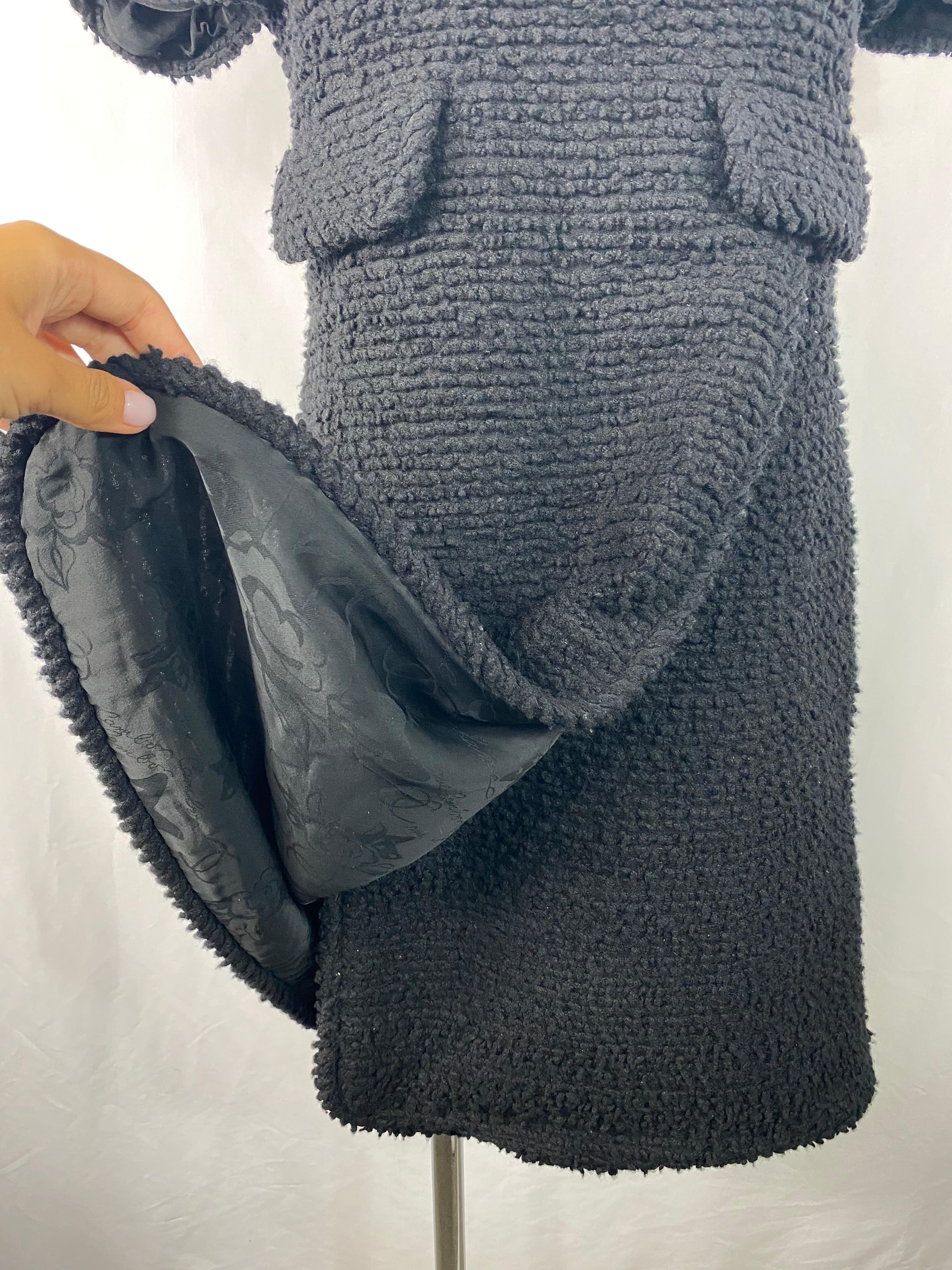 Chanel Black Wool Tweed Short Sleeves Mini Dress Size 38 For Sale 3