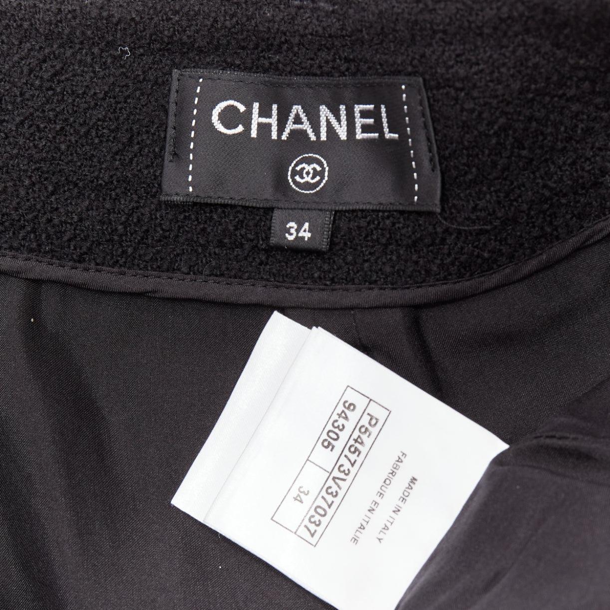 CHANEL black wool tweed silk lined cargo pocket pants FR34 XS For Sale 3