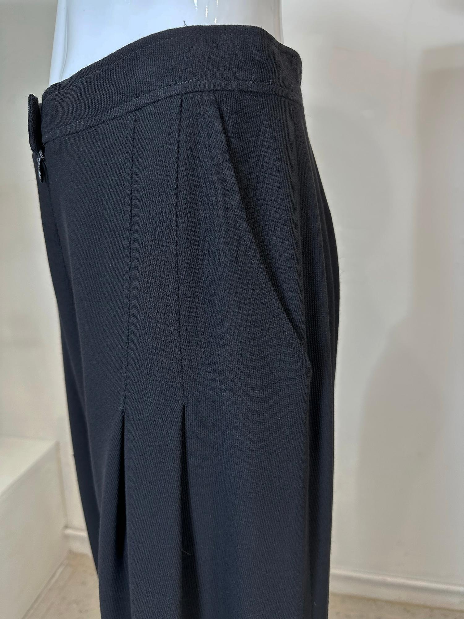 Women's Chanel Black Wool Twill High Waist Pleat Front Full Wide Leg trouser 1995