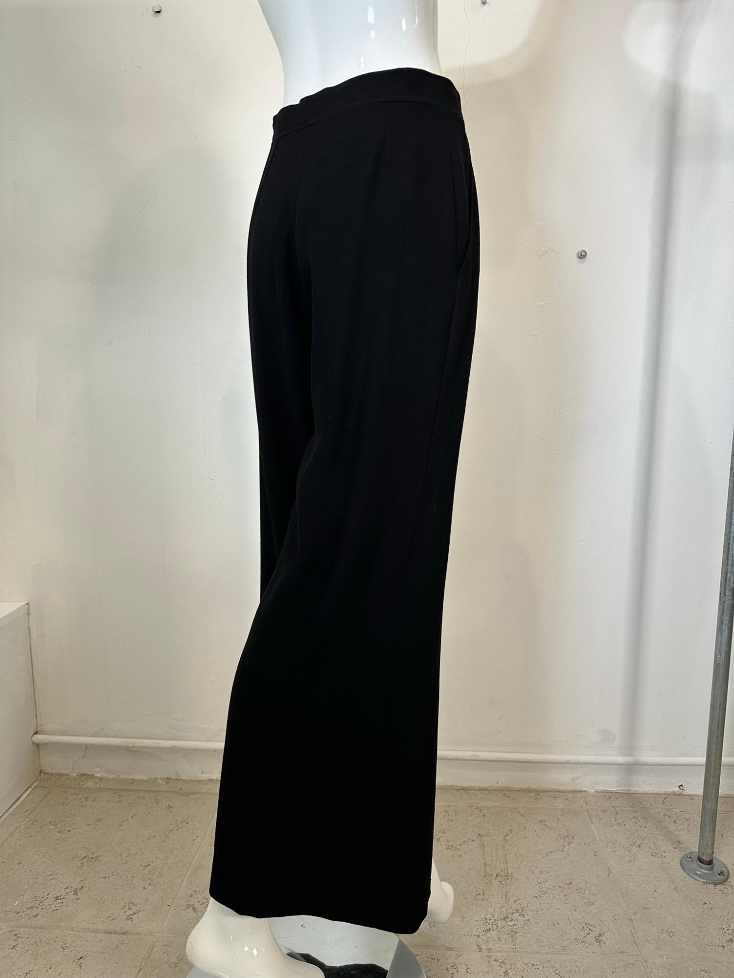 Chanel Black Wool Twill High Waist Pleat Front Full Wide Leg trouser 1995 4