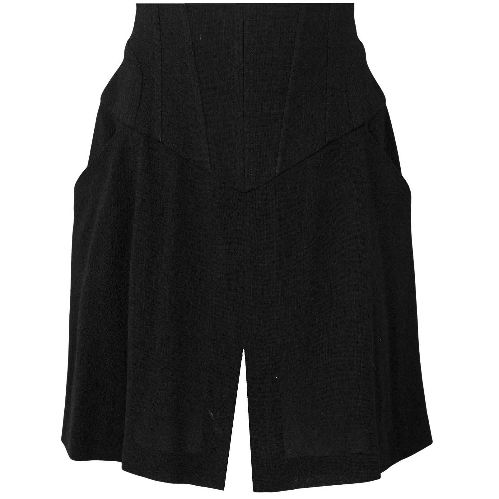Chanel Black Wool Vintage Skirt Sz FR42
